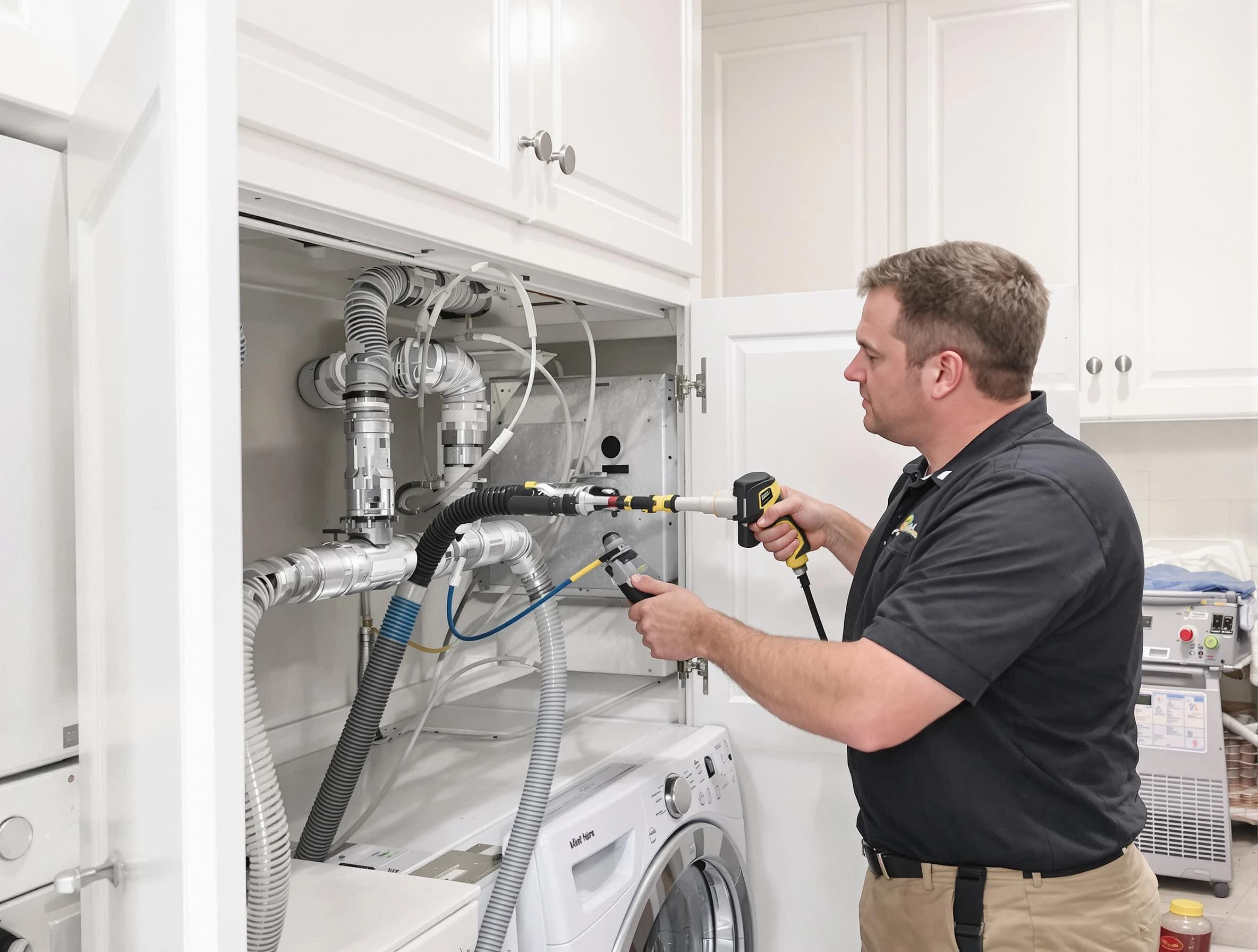 Queen Creek Dryer Vent Cleaning professional removing severe blockage from a clogged dryer vent in Queen Creek