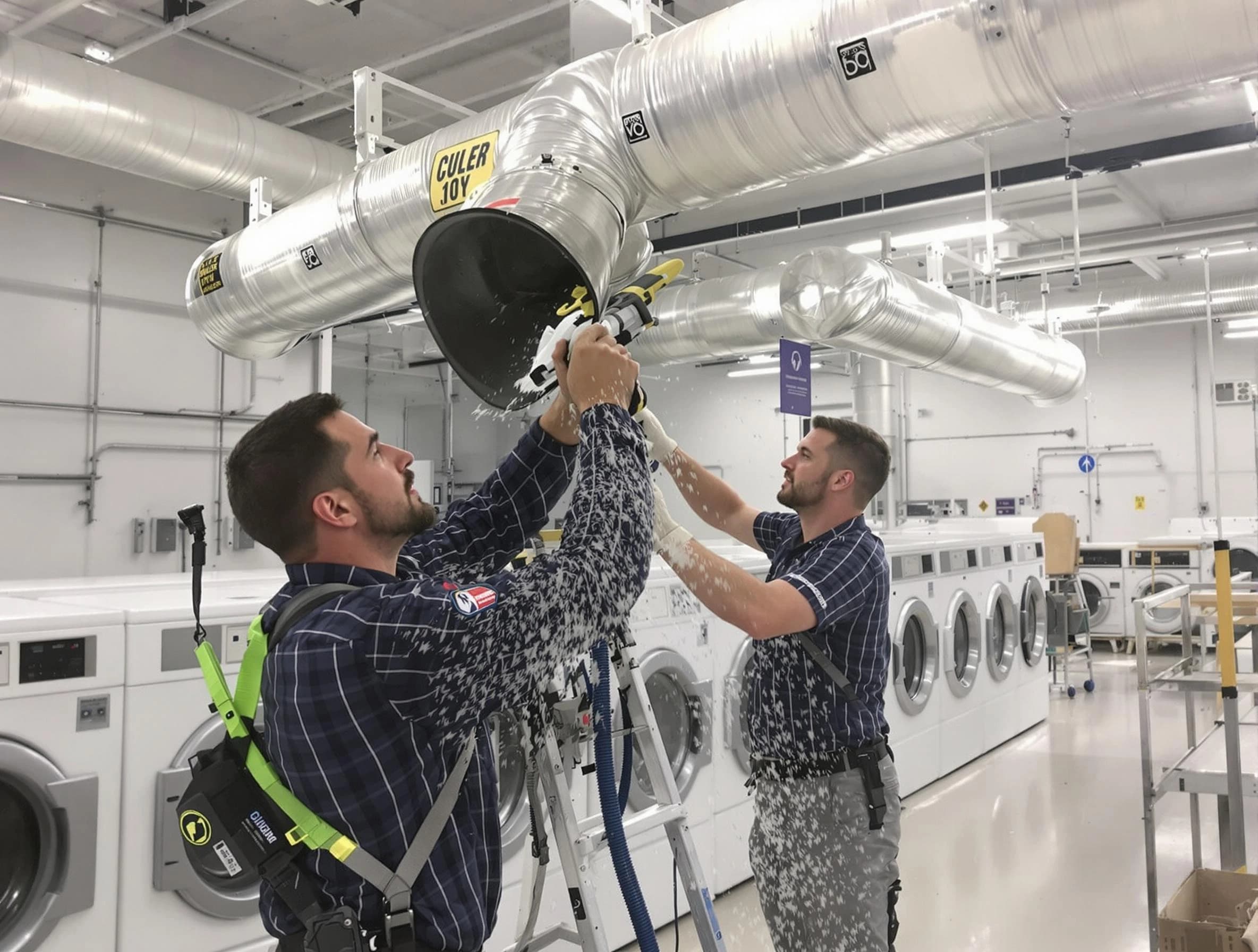 Queen Creek Dryer Vent Cleaning team performing large-scale commercial dryer vent cleaning in Queen Creek