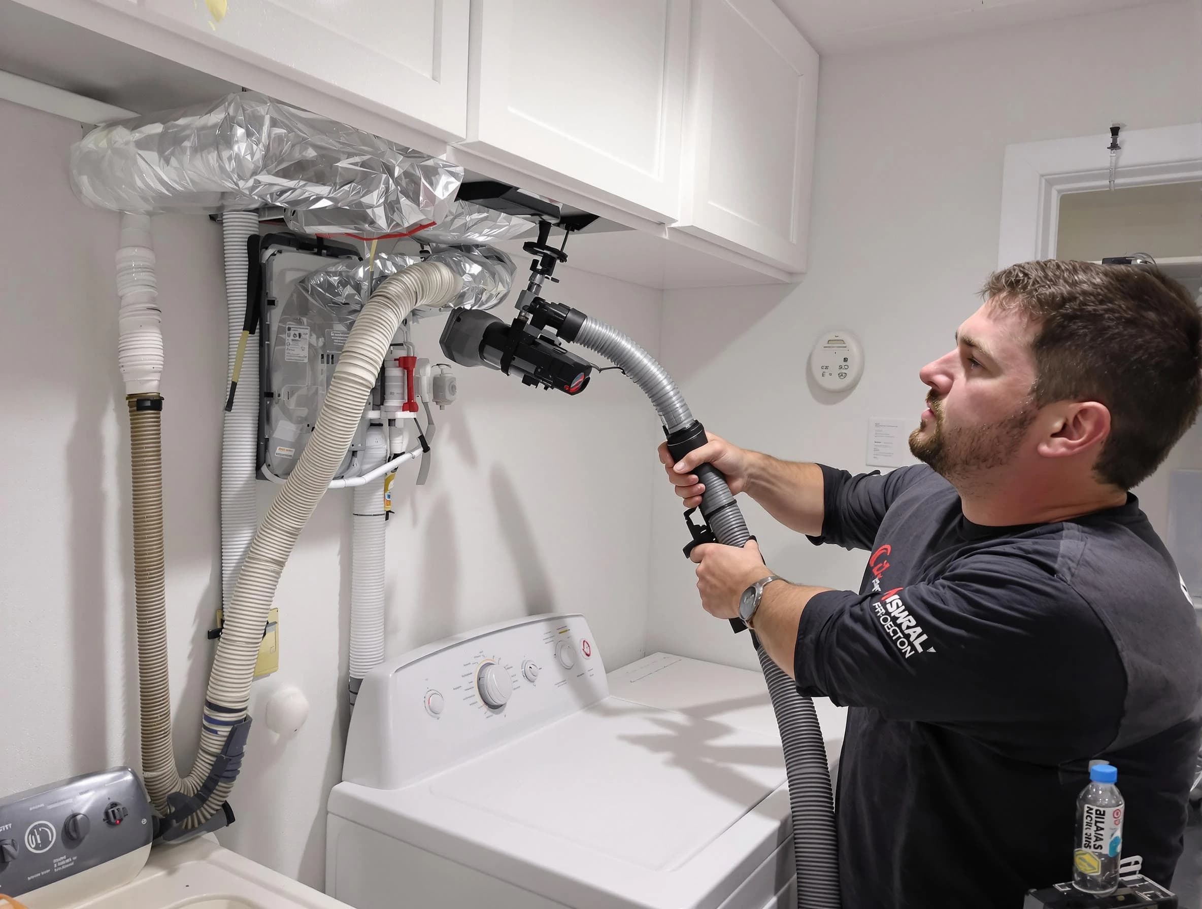 Queen Creek Dryer Vent Cleaning certified technician performing safety-focused gas dryer vent cleaning in Queen Creek