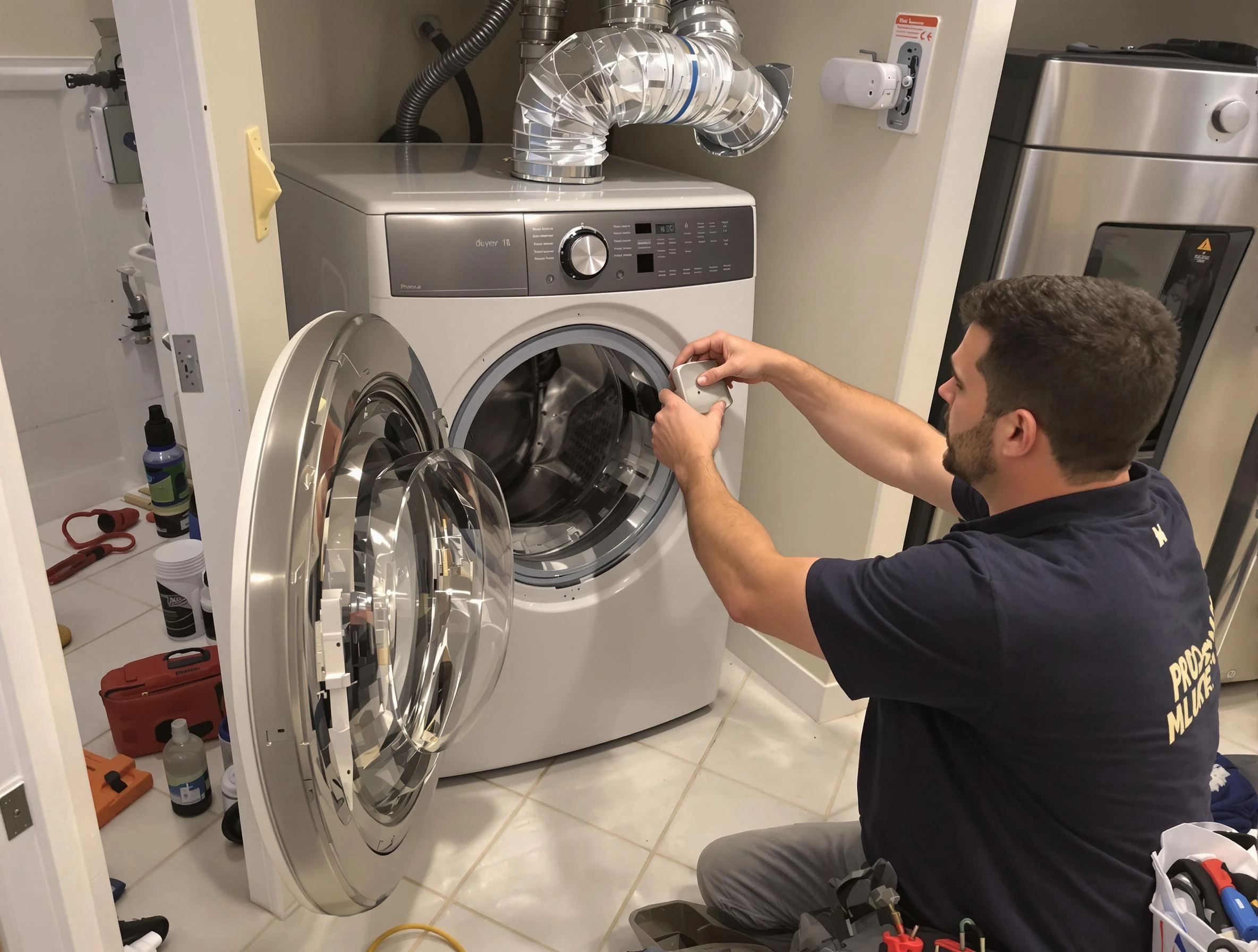 Queen Creek Dryer Vent Cleaning technician performing precise dryer vent hose installation in Queen Creek
