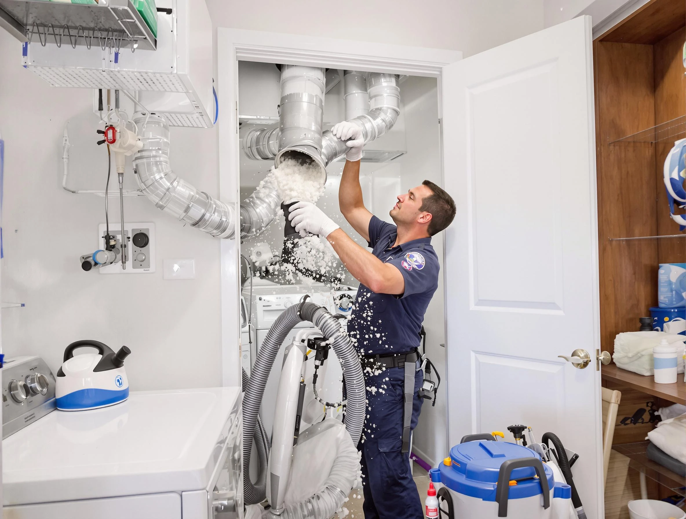 Queen Creek Dryer Vent Cleaning technician delivering thorough residential dryer vent cleaning service in Queen Creek